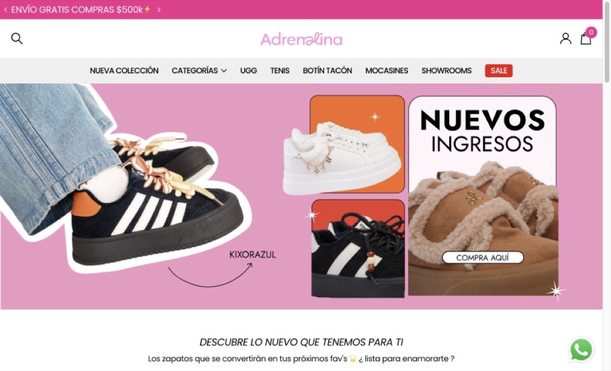 Captura del sitio web de Adrenalina