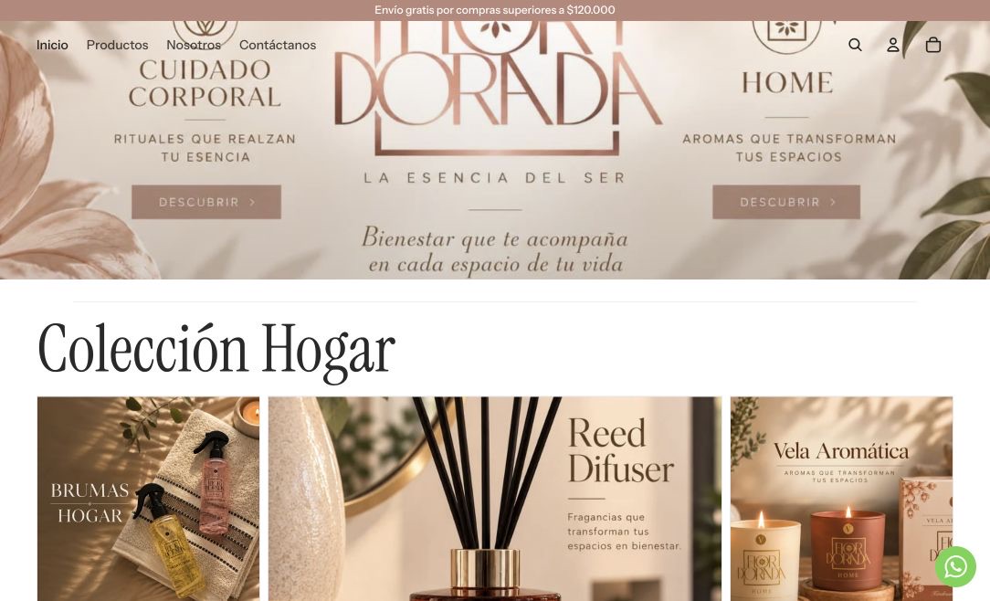 Captura del sitio web de Flor Dorada