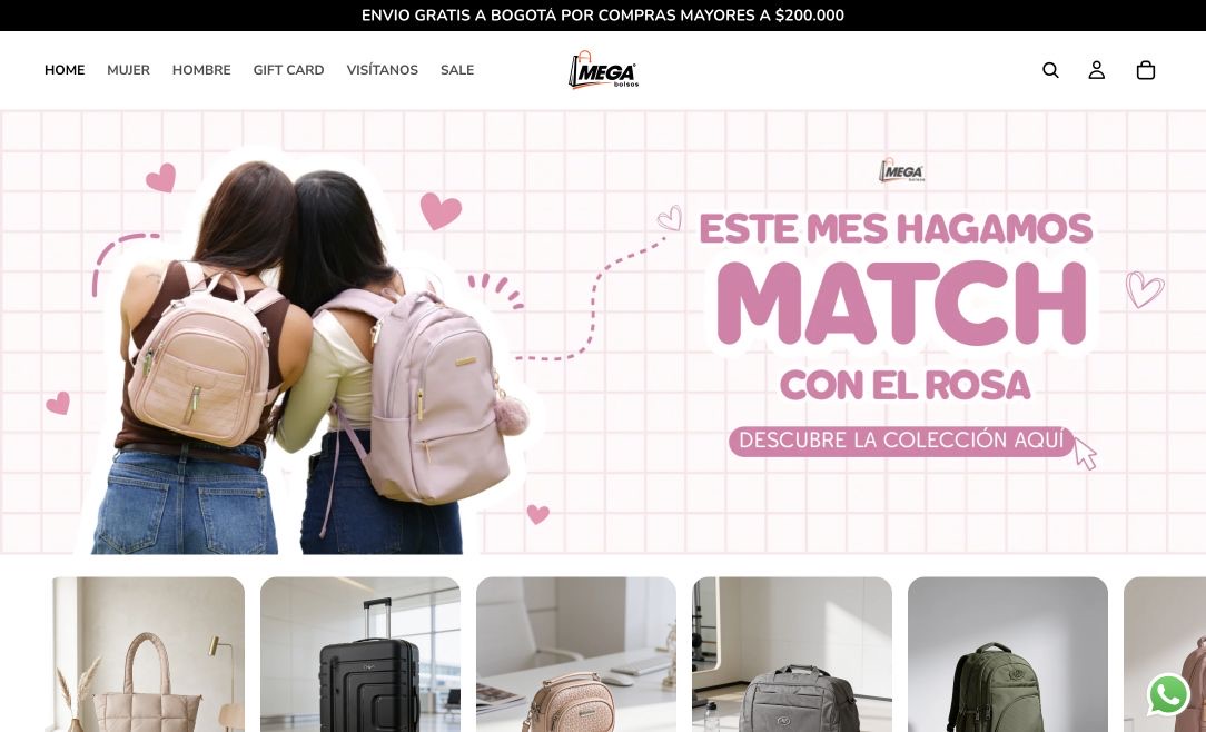 Página web de Mega Bolsos, proyecto de Nova